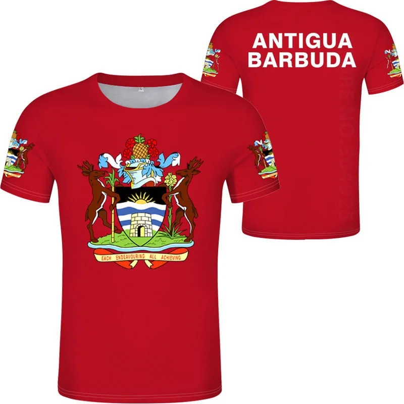 

ANTIGUA and BARBUDA T Shirt Logo White Ancient Clothing Tees ATG Country T-shirt Nation Ag Tops Free Custom Made Name Number Red