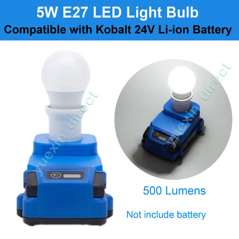 LED Work Light E27 Bulbs For Kobalt 24V Battery Powered Portable Cordless Indoor And Outdoors Emergency Lamp