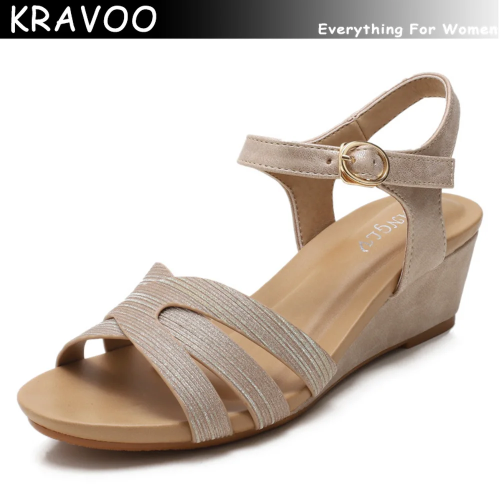 

Сандалии KRAVOO женские на танкетке, повседневные этнические богемные тапочки, удобная Праздничная обувь, модные босоножки, лето 2023