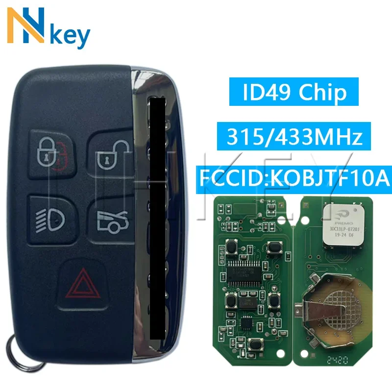 

NH КЛЮЧ для Jaguar XE XJ XJL XF Car 315 433 МГц ID49 PCF7945P Чип 5 кнопок Smart Control Автомобильный ключ FCCID: KOBJTF10A