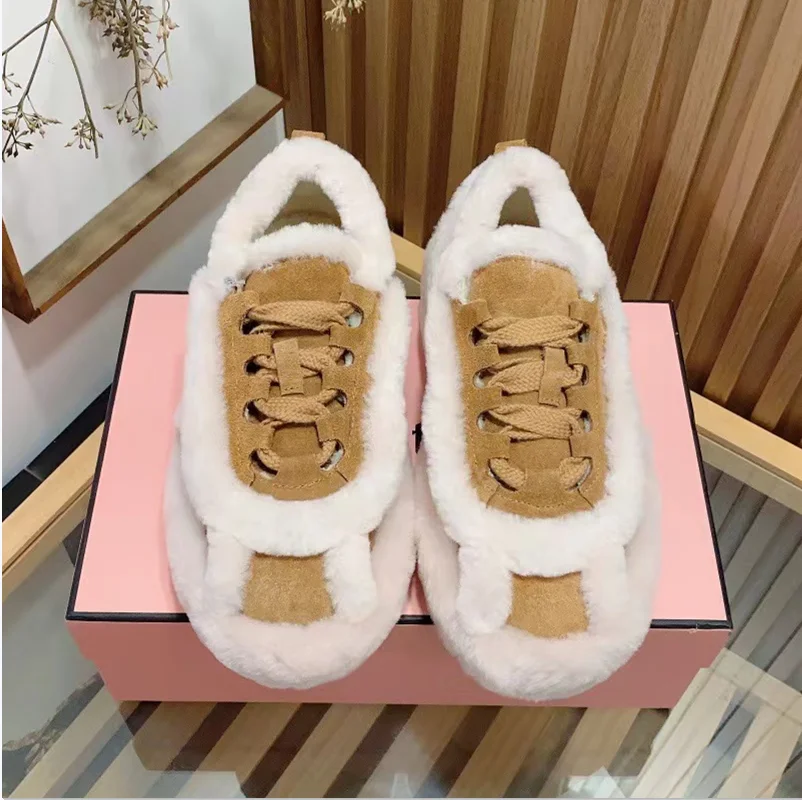 Runway Diamond Thick Sole Lefu Shoes Women's Round Head Genuine Leather One Step Pedal Designer High Heel Autumn Shoes 2023