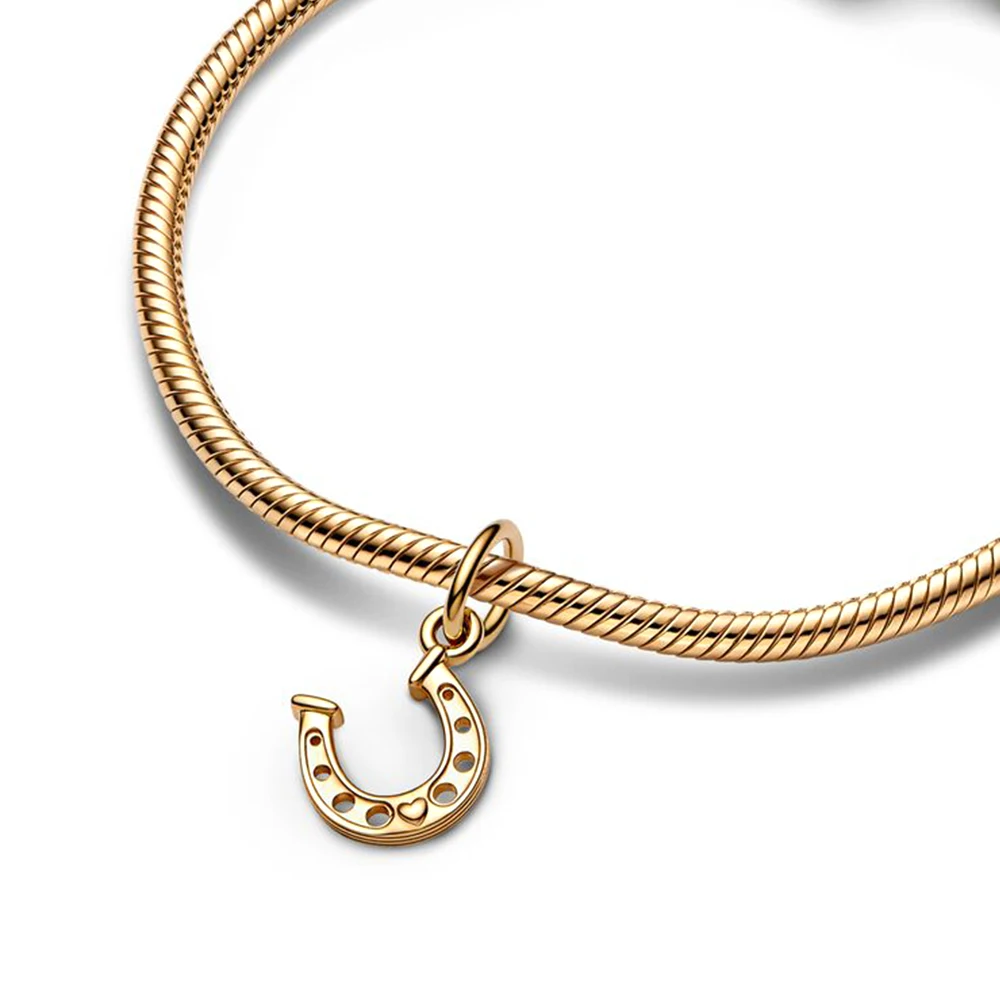 Pandora Original Lucky Everver, Wishbone & Horsesmangez Dangle Charm, S925, Élégant, Luxe, Accessoires, Executive DIY Bracelet pour Femme