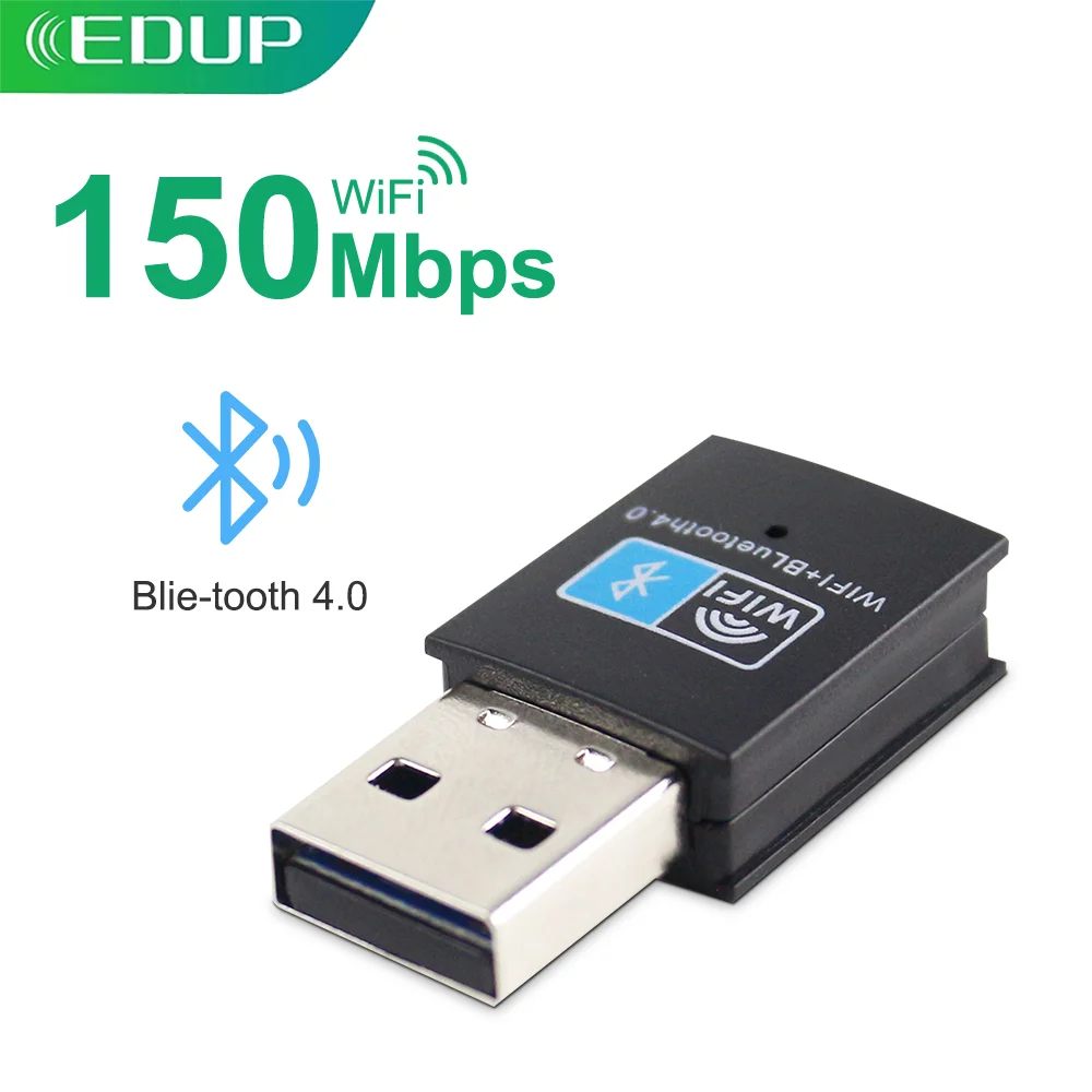 

EDUP 150Mbps USB WiFi Adapter Blue-tooth 4.0 802.11n Wireless USB Dongle Network Card Receiver for Desktop Laptop Windows Linux