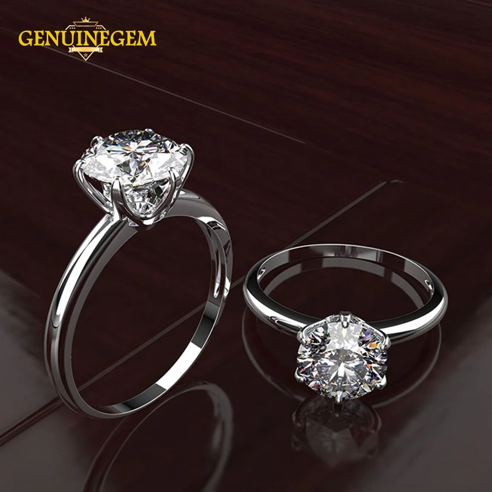 

Jewepisode Classic Silver Plated Personalized Rings for Women Custom 8MM 5A Zircon Ring Fashion Jewelry Wedding Anniversary Gift