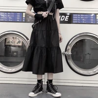 houzhou gothic long skirts women black goth high waisted patchwork midi skirt summer japanese style harajuku punk streetwear