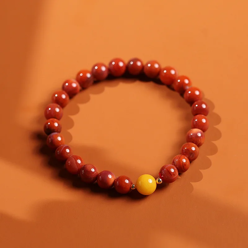 

Natural Southern Red Agate Bracelet Ladies 14k Gold Wrapped Exquisite Beeswax Bead Bracelet Simple Temperament Versatile 2023New