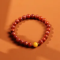 Natural Southern Red Agate Bracelet Ladies 14k Gold Wrapped Exquisite Beeswax Bead Bracelet Simple Temperament Versatile 2022New