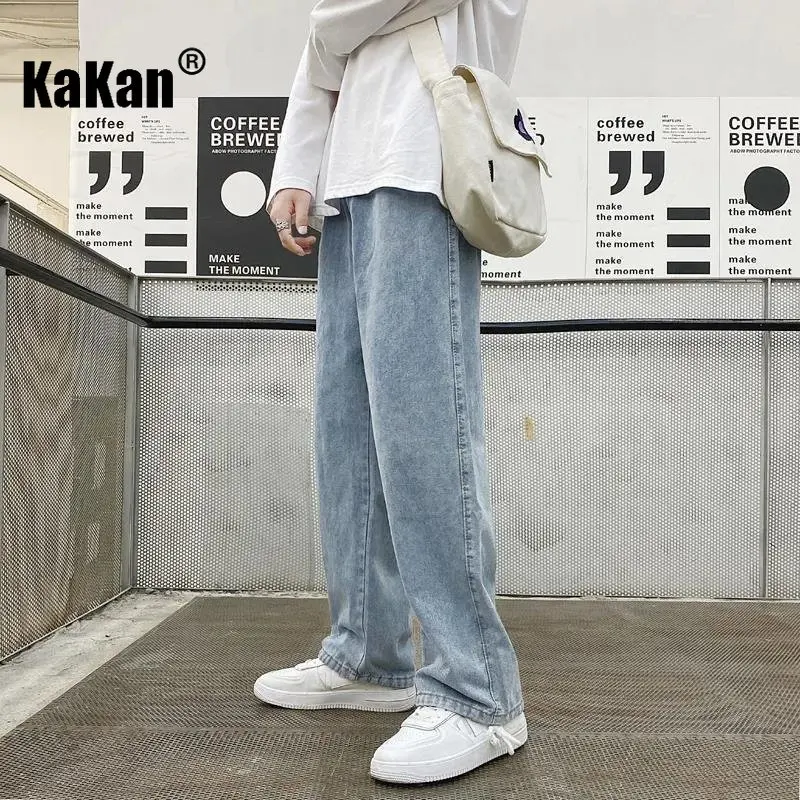 Kakan - New Vintage Loose Straight Leg Casual Jeans for Men, Drop Feel Wide Leg Floor Dragging Jeans K33