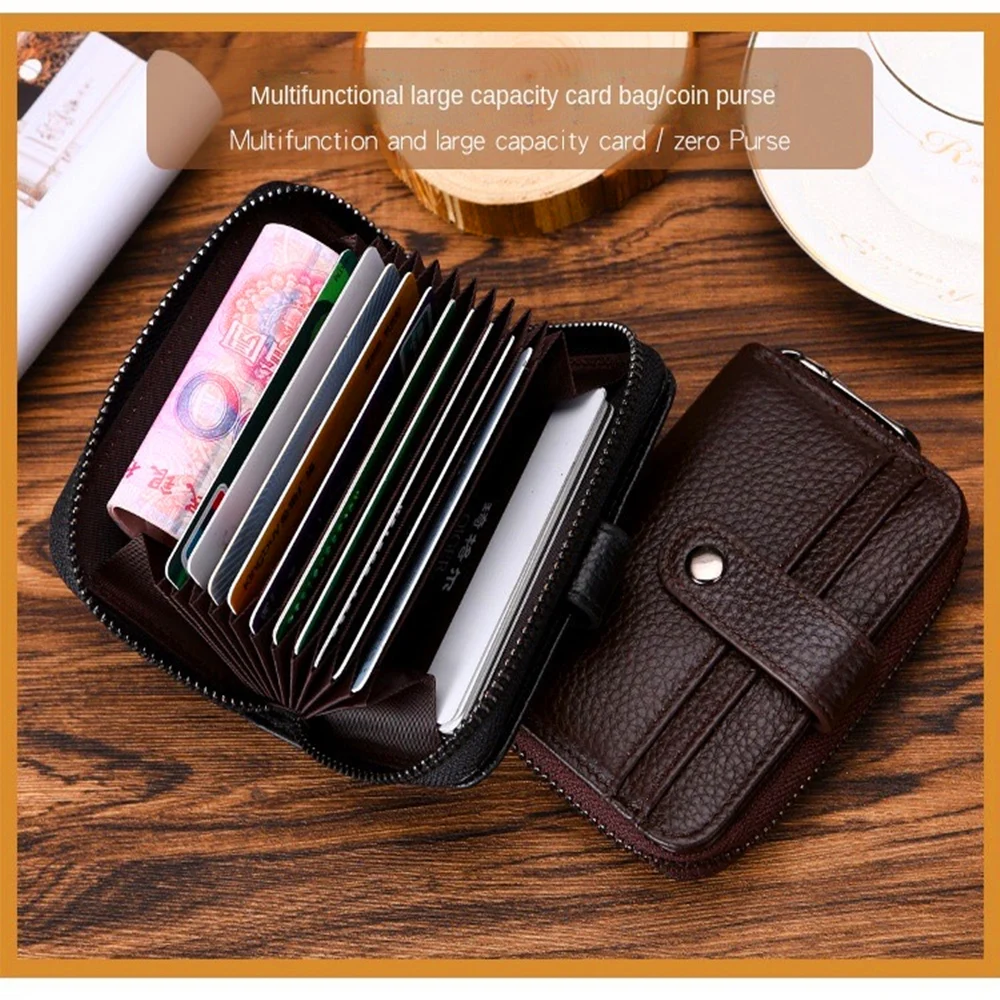

Women Card Holder Men Leather Credit Card Short Wallet Bag Zipper ID/Bank Card Holder Case Coin Purse Wallet cartera hombr