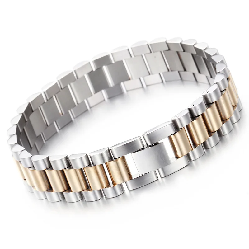 

New western style men's bracelet 925 sterling silver gold bicolor stainless steel bracelet men male