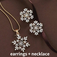 3 pcsset snowflake necklace earrings christmas luxury jewelry set accessories christmas valentines party gifts 2021 new