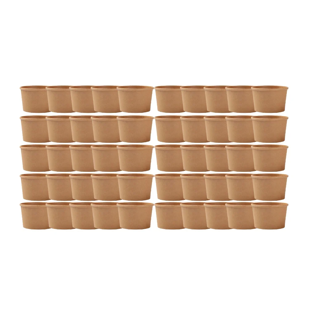 

50 Pcs Containers Lids Takeout Cup Meal Prep Kraft Paper Bowl Disposable Food Cover
