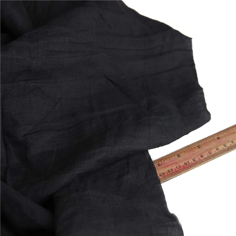 

100% Ramie BLACK Sand Washing Random Vertical Texture Breathable Fabric for Craft Summer Spring Handwork Shirt Dress Pants Tissu