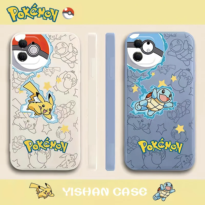 

Pokemon Pikachu Jenny turtle Case For iPhone 12 13 Pro Max Mini 11 Pro Max X XR XS MAX SE2020 8 7 6 6S Plus Silicone Phone Cover