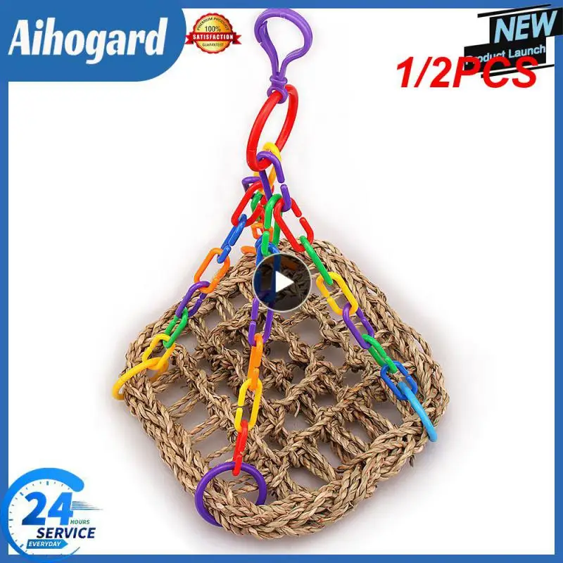 

1/2PCS Bird Swing Chewing Toys Parrot Hammock Bell Toys Parrot Cage Toy Bird Perch with Wood Beads Hanging for Small Parakeets