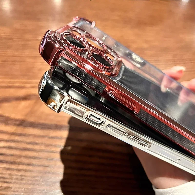 Прозрачный противоударный чехол с четырьмя углами для iPhone 16 15 14 13 12 11 Pro Max 7 8 Plus XR X