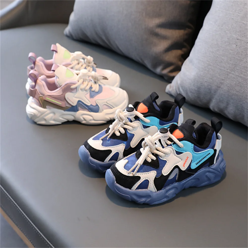 

2023 Kids Sport Shoes Non-slip Breathable Boys Girls Sneakers Size 21-36 Casual Leisure Children Running Shoe