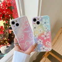 straight edge painted flowers phone case for iphone 13 11 12 pro max xr xs max 7 8 plus all inclusive soft shockproof back cover