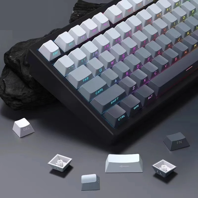 Прозрачная градиентная двухцветная боковая клавиатура с резьбой механическая