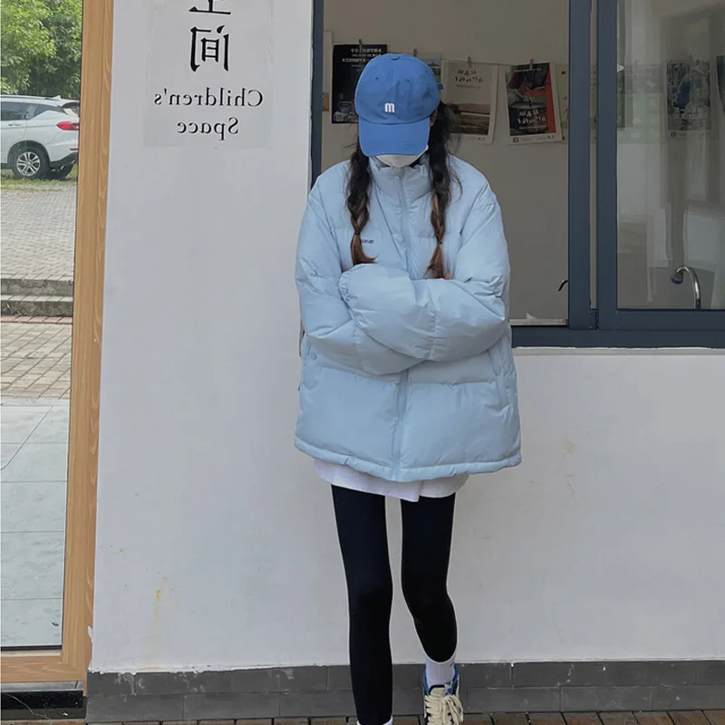 Green Down Cotton Jacket Female Winter Short Paragraph 2022 Small Tide Loose Light Thin Couple Bread Clothes