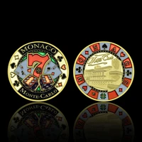 monaco casino table game good luck chip coin exquisite poker card dice gold plated coins for collection christmas gifts
