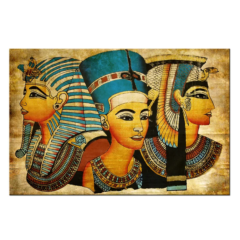 

1 Piece Egyptian Pharaoh and Queen Home Decor Poster Figure Print Canvas Art Vintage Style Pictures Living Room Wall Art