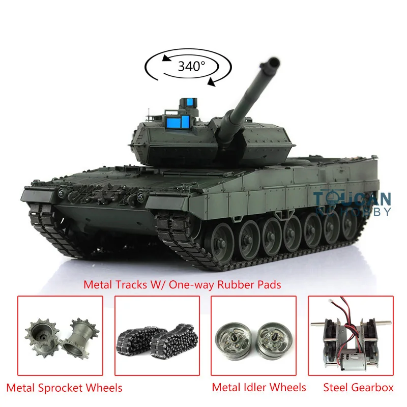 

Henglong Upgraded Ver 1/16 7.0 Leopard2A6 RC Tank 3889 Metal Tracks W/ Rubbers Infrared Combat Radio Control Battle Toy TH17606
