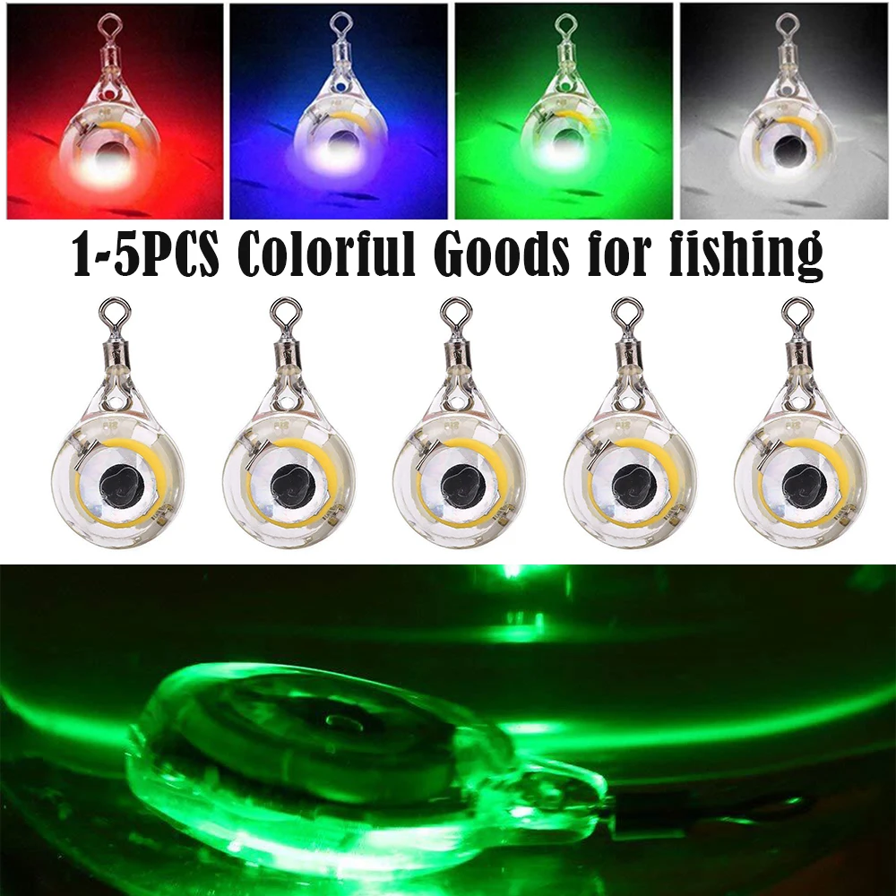 

1-5PCS Fishing Lure Trap Light LED Deep Drop Underwater Eye Shape Fishing Squid Bait Luminous Lures Lamp for Attracting Fish