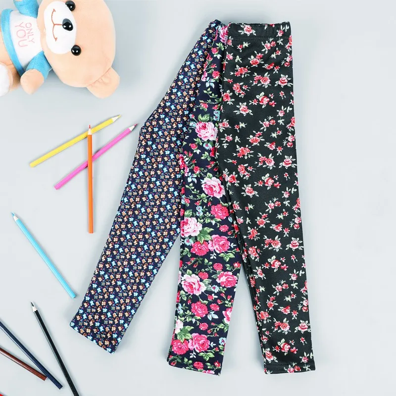 Одежда для маленьких девочек зимние осенние плотные теплые леггинсы с рисунком