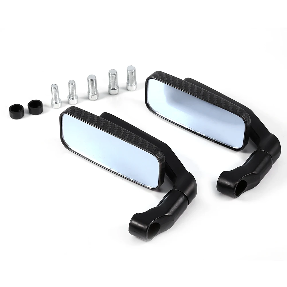 

Pair Universal Motorcycle Bike Rectangle Rear View Mirrors 8mm 10mm Carbon Fiber Rearview Rearview