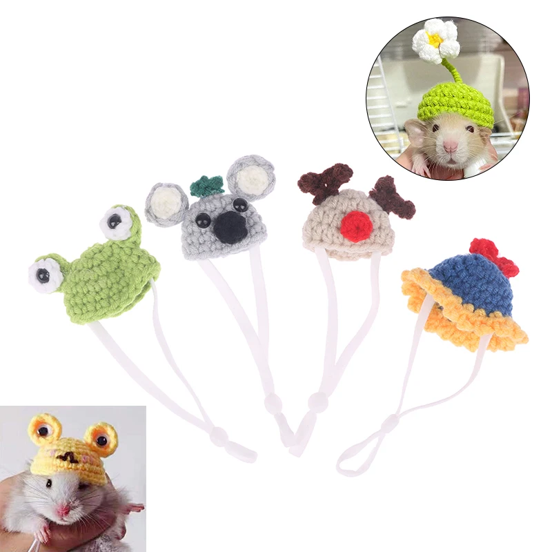 Knitted Hamster Bird Hat Lizard Guinea Pig Tortoise Squirrel Chinchilla Ferret Hedgehogs Pet Small Animal Cosplay Outfit Suit