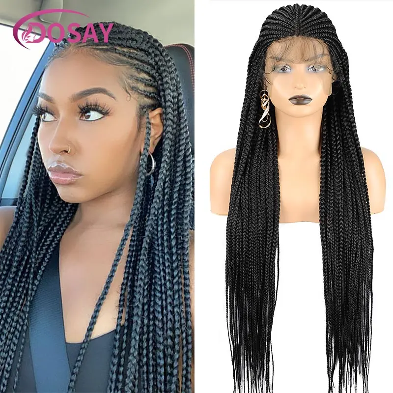 36-дюймовые синтетические парики на шнурке 13x8 Cornrow плетеные шнуровке коробчатые
