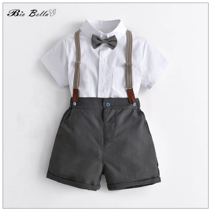 

Baby Boys Summer Clothes Suit Gentleman Children Wedding Christmas 1-7Y 2022 Summer Boy Clothing T-Shirt+Pants 2Pcs Boy Outfits