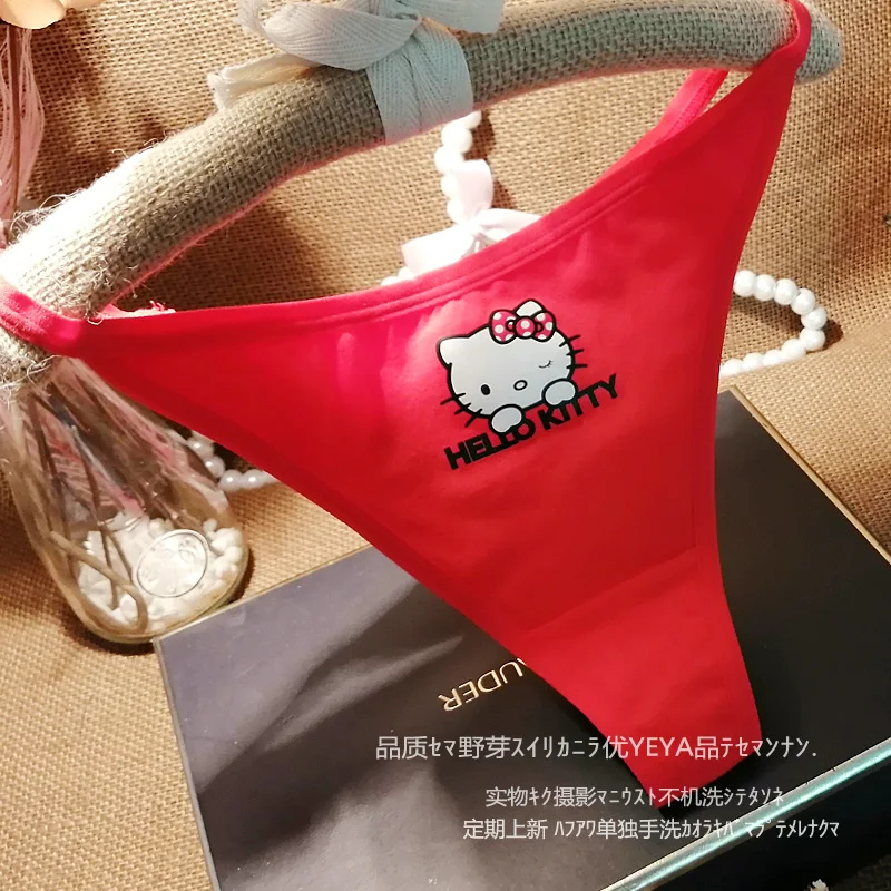 1 шт. Kawaii Hello Kitty Lady T-Back Sweet аниме милые сексуальные женские трусики в японском