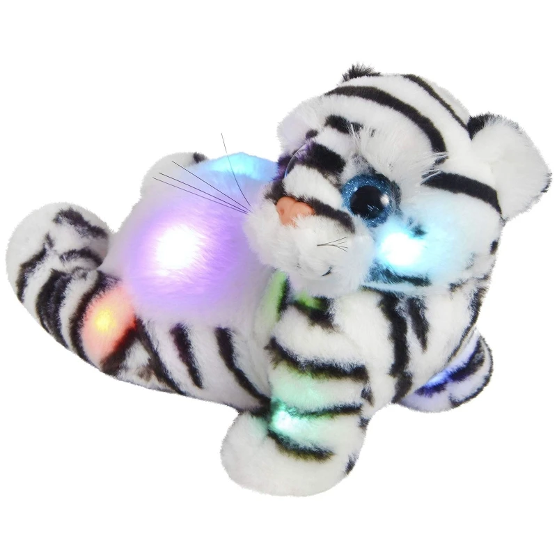 

Q9QB 12in Plush Stuffed Toy Tiger LED Doll Desk Accessories Infant Room Car Ornament