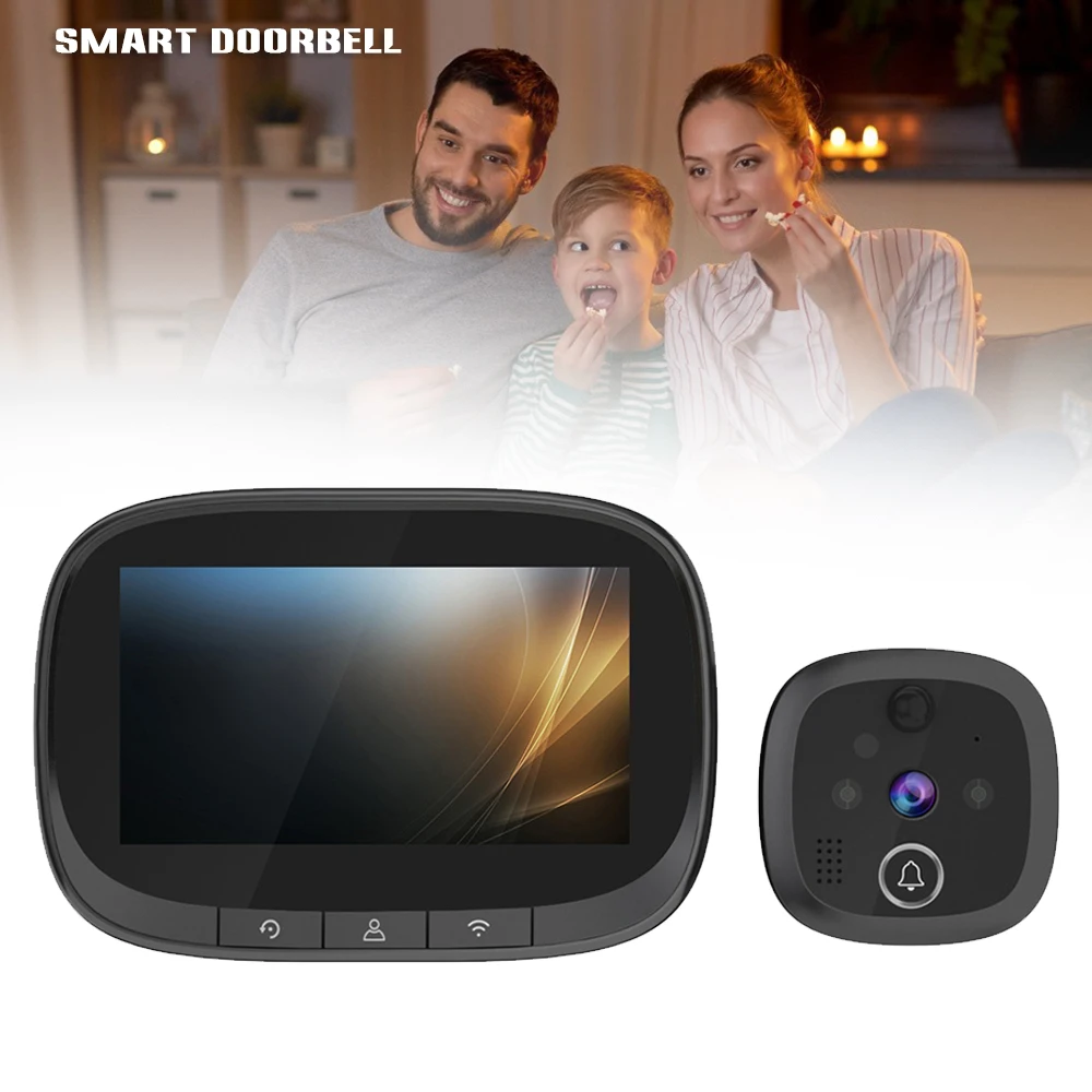 Wifi Peephole Smart Wireless Visual Home Doorbell Cell Phone Remote Intercom Infrared Night Vision Peepholes for Doors DJA88