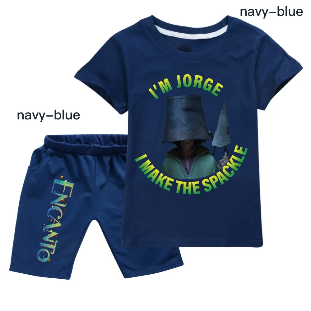 

2022 Disney Fashion Girl Cotton Clothes Set Tshirt+Shorts Summer Encanto Mirabel Kid Tracksuit Short Sleeve Baby Clothes 1-15Y