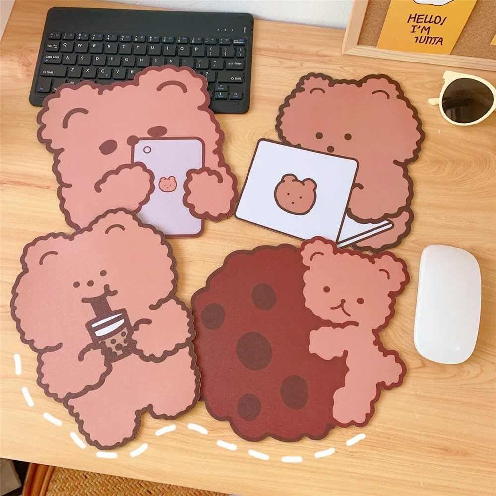 

1PC Cute Bear Mouse Pads Kawaii Desk Cup Mats Nonslip Mice Mat Waterproof Table Mat Desk Set Writing Desk Mat Stationery