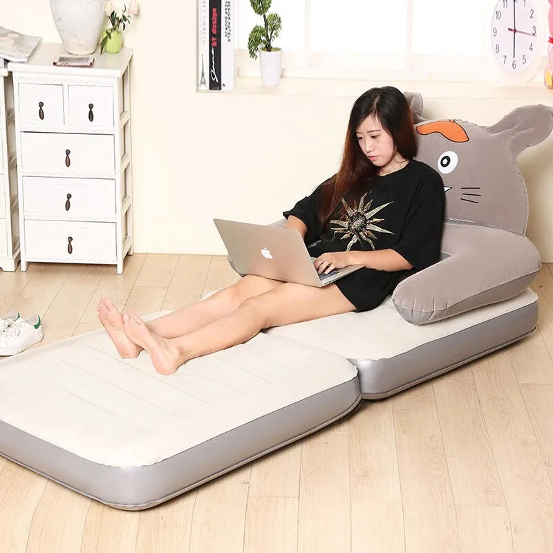 

Cat cartoon Lazy Sofa Inflatable Folding Recliner Outdoor Sofa Bed with Comfortable Flocking Single Sofa Chair Pile Coating