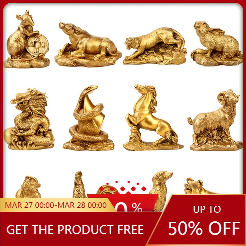 

Brass Zodiac Decoration Chinese Big Mouse Ox Tiger Rabbit Dragon Snake Horse and Sheep Monkey Chicken Dog Pig Crafts