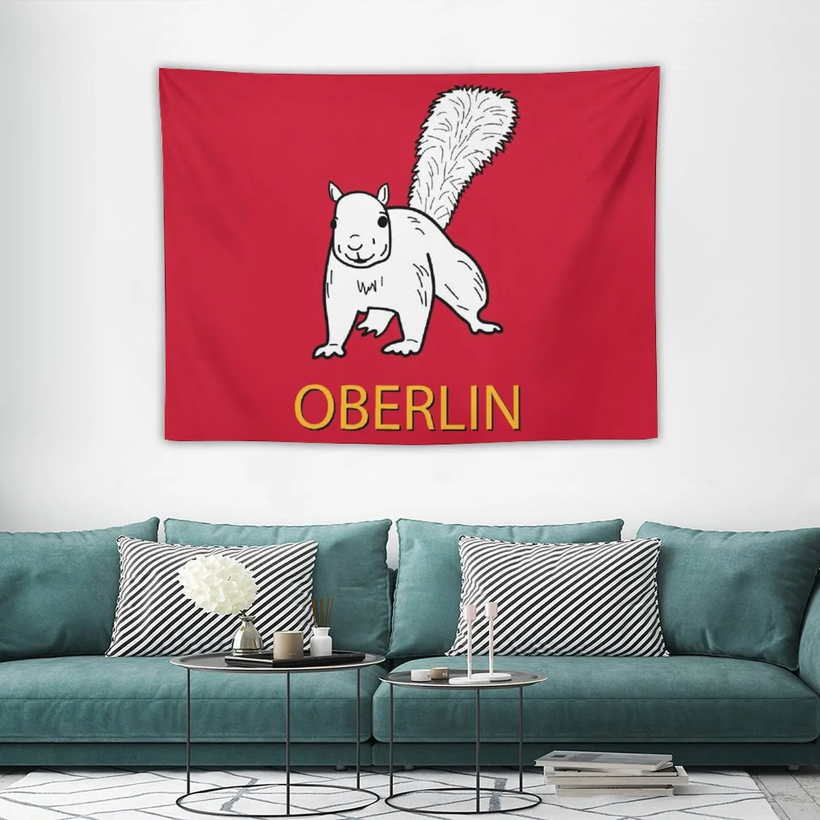 Милый гобелен с белой белкой Oberlin для декора стен спальни скандинавский домашний