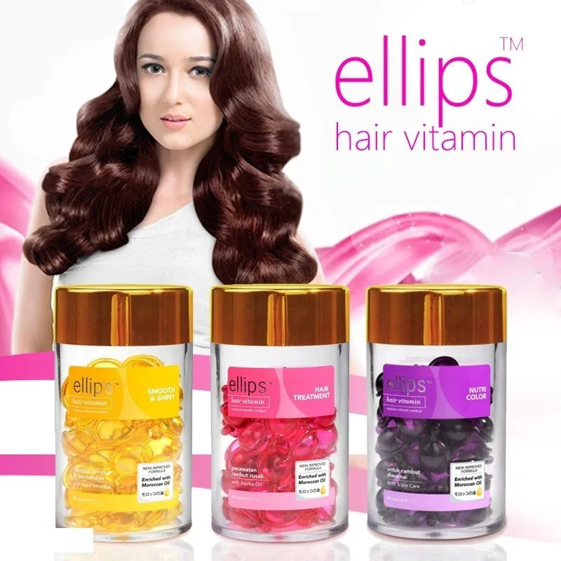 50Capsules Ellips Hair Vitamin Keratin Complex Oil Smooth Silky Hair Mask Repair Damaged Hair Serum MoroccanAnti Hair Loss Agent