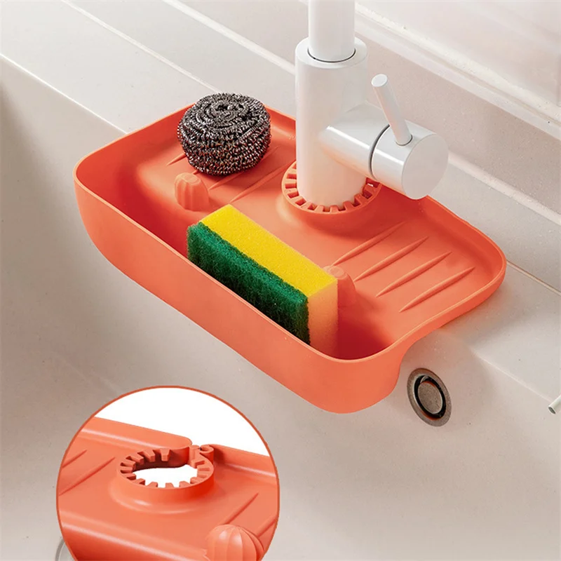 

Faucet Drainer Rack Solid Color Kitchen Accessories Tools Non-slip Countertop Mat Kitchen Sponge Wipe Drainer Organizer Rack