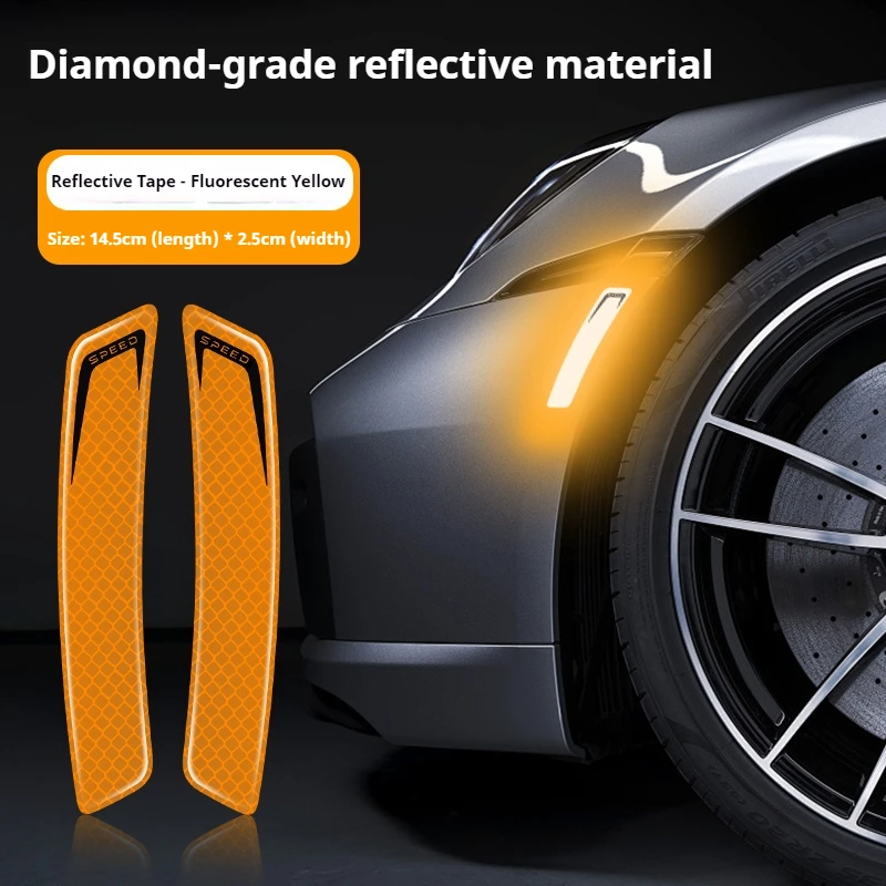 

Светоотражающие наклейки на колесную арку автомобиля для ночного вождения, модификация, предотвращение столкновений, наклейки для украшения автомобиля