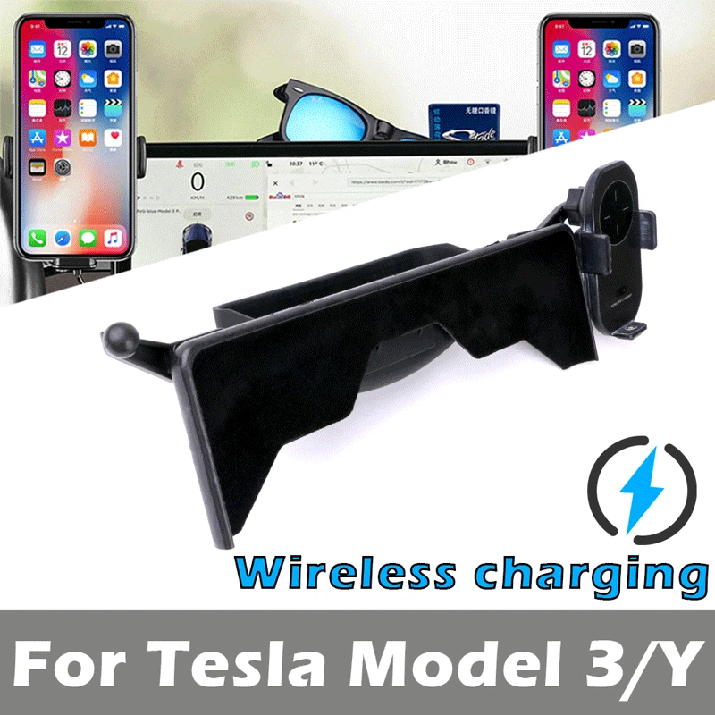 for tesla model 3 model y car phone holder wireless charging glasses holder screen mobile phone bracket interior accessories free global shipping