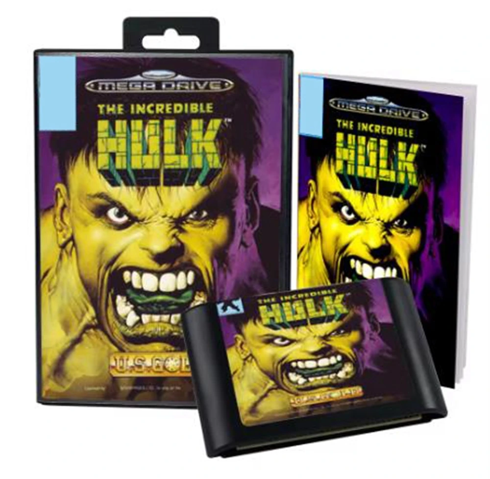 Невероятный Халк с коробкой и руководством для 16-битной игровой картриджа Sega MD