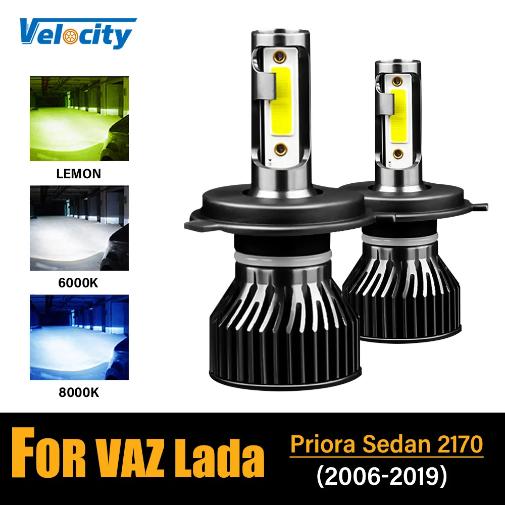 

2x H7 LED Car Haedlight LED H4 For VAZ Lada Priora Sedan 72W 24000LM H11 H27 Low/High Beam IP67 Auto Fog Light 12V 6000K Bulbs