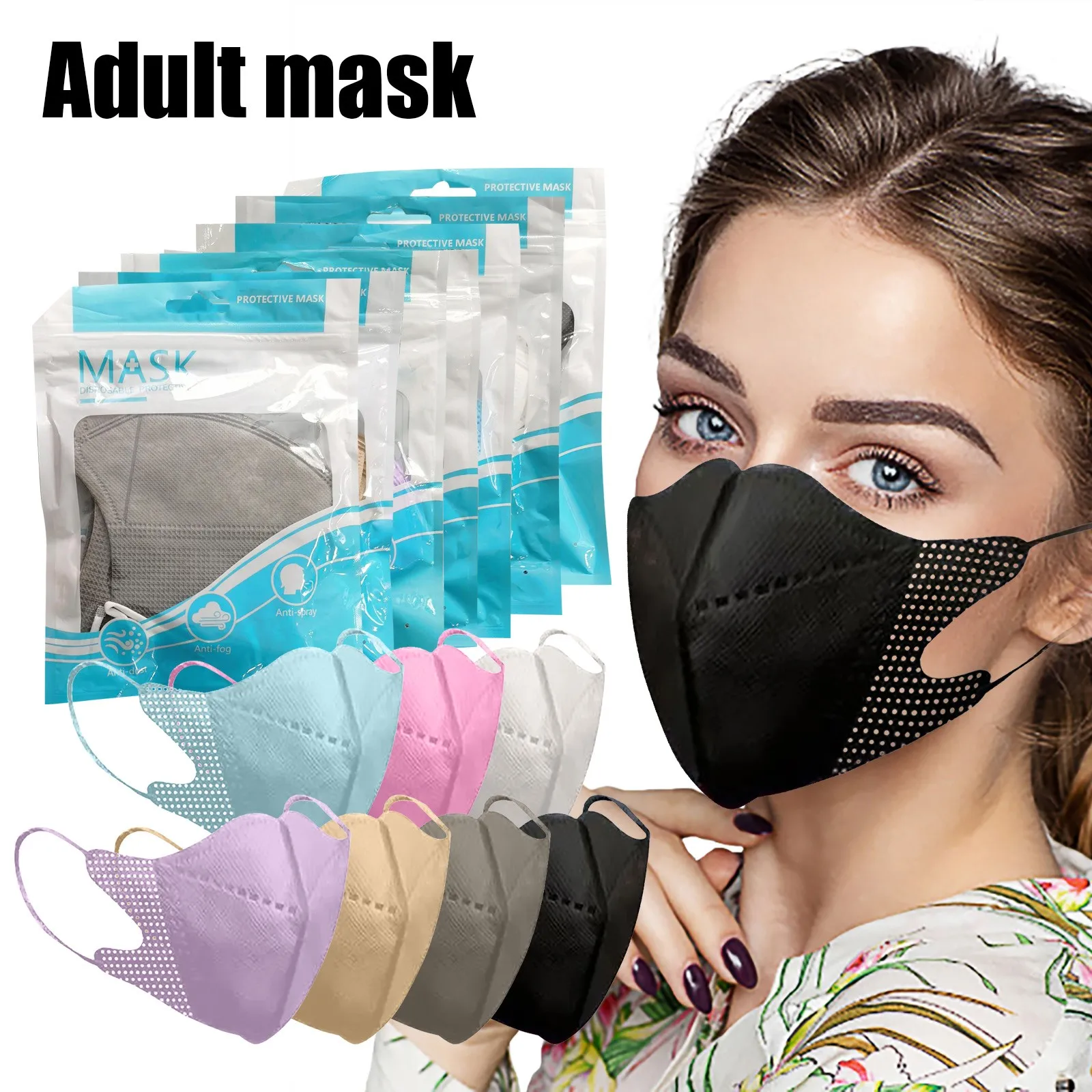 

10PC mascarillas fpp2 3D Face Mask 5 Ply Filter Mouth Cover FFP2 KN95 Haze With Comfortable Ear Straps Adult security protection