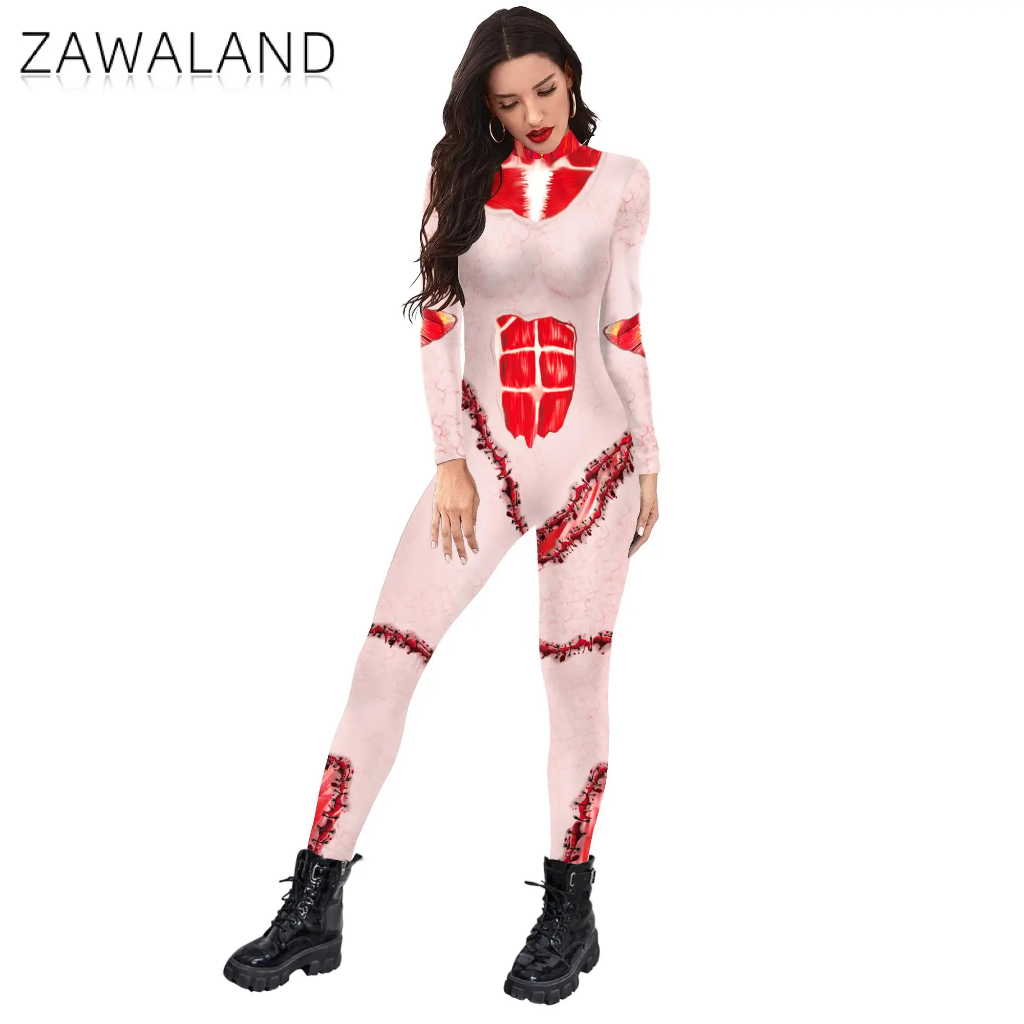 

Women's Halloween Cosplay Costume Zentai Catsuit Vampire Play Costume Bodysuit Zombie Jumpsuit Carnival Clothes Anime Dess