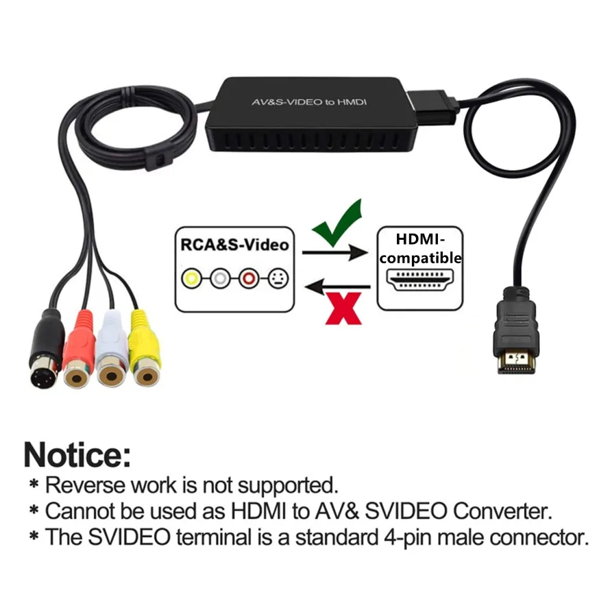 Фото S-Video в HDMI-совместимый преобразователь 3RCA AV в HDMI-совместимый адаптер для WII U PS2/PS3 STB Xbox VHS VCR Blue-Ray DVD-плееры №3